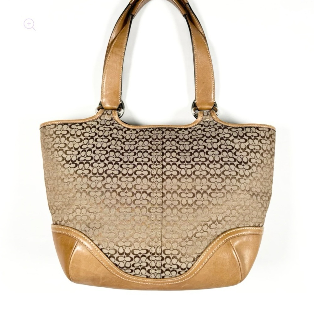 COACH Vintage Soho Signature Leather and Canvas Tote Bag, 7081, tan/brown - Picture 2 of 8